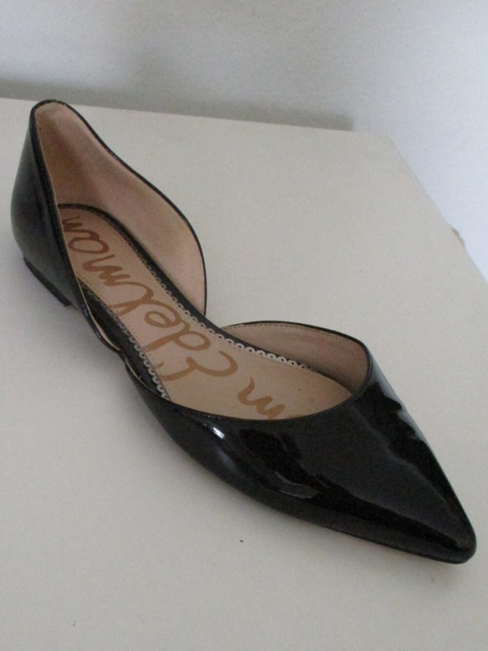 Sam Edelman "Rodney" Womens Black Faux Patent Leather Pointy Flat Loafer - 7.5M